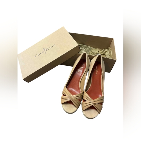 Cole Haan x Nike Air Platform Wedge Heels Size 10B Peep Toe NIB - Picture 2 of 9